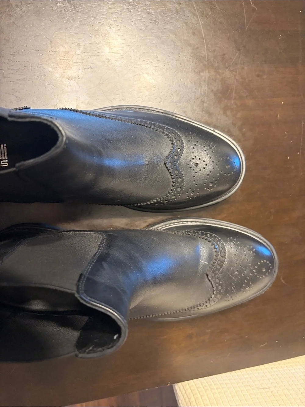 Roberto Cavalli Black Leather Brogue Chukka Boots